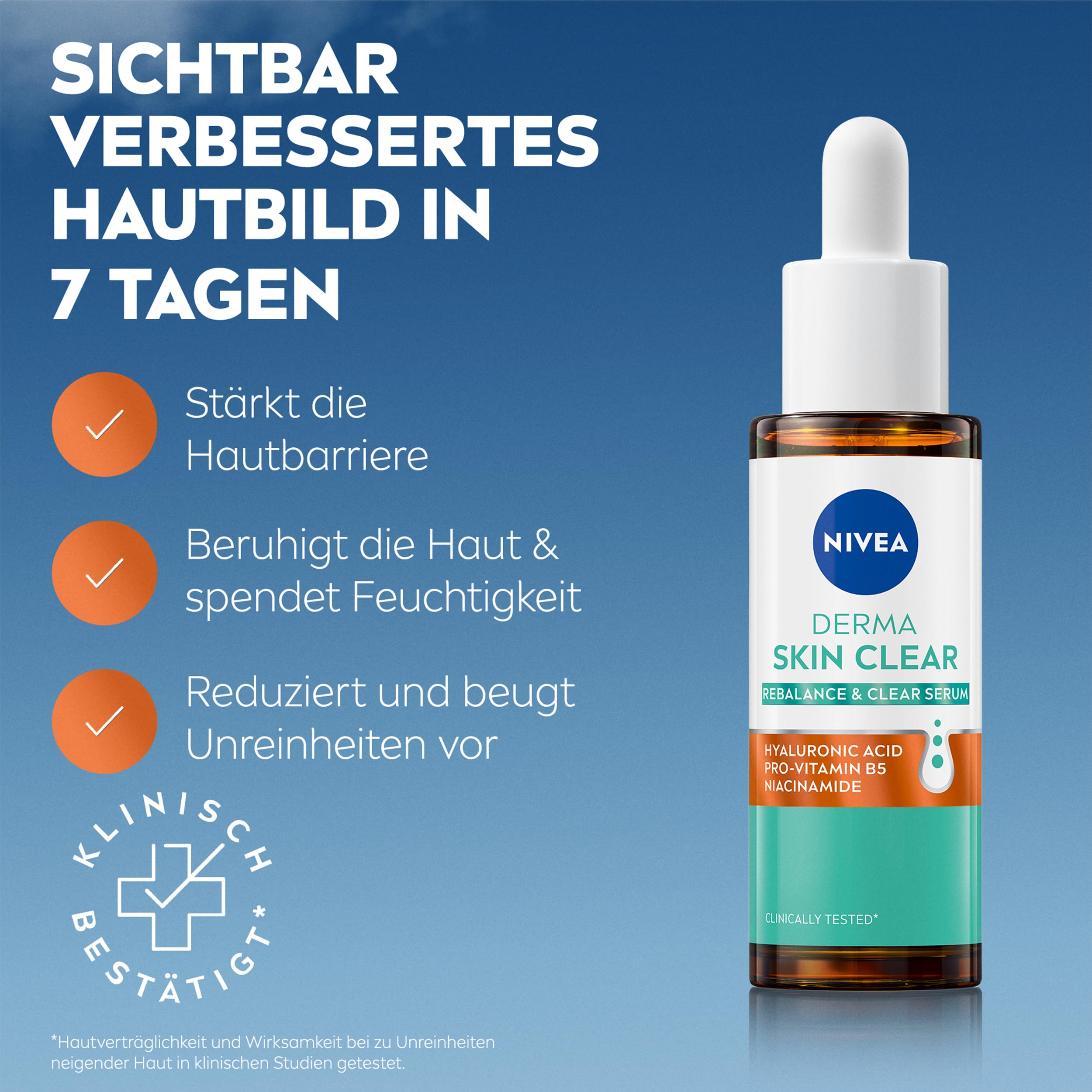 NIVEA Derma Skin Clear Routine Set mit Rebalance & Clear Serum, Nachtpeeling Serum & Waschgel, Gesichtspflege für unreine Haut mit Salicylsäure & Niacinamid