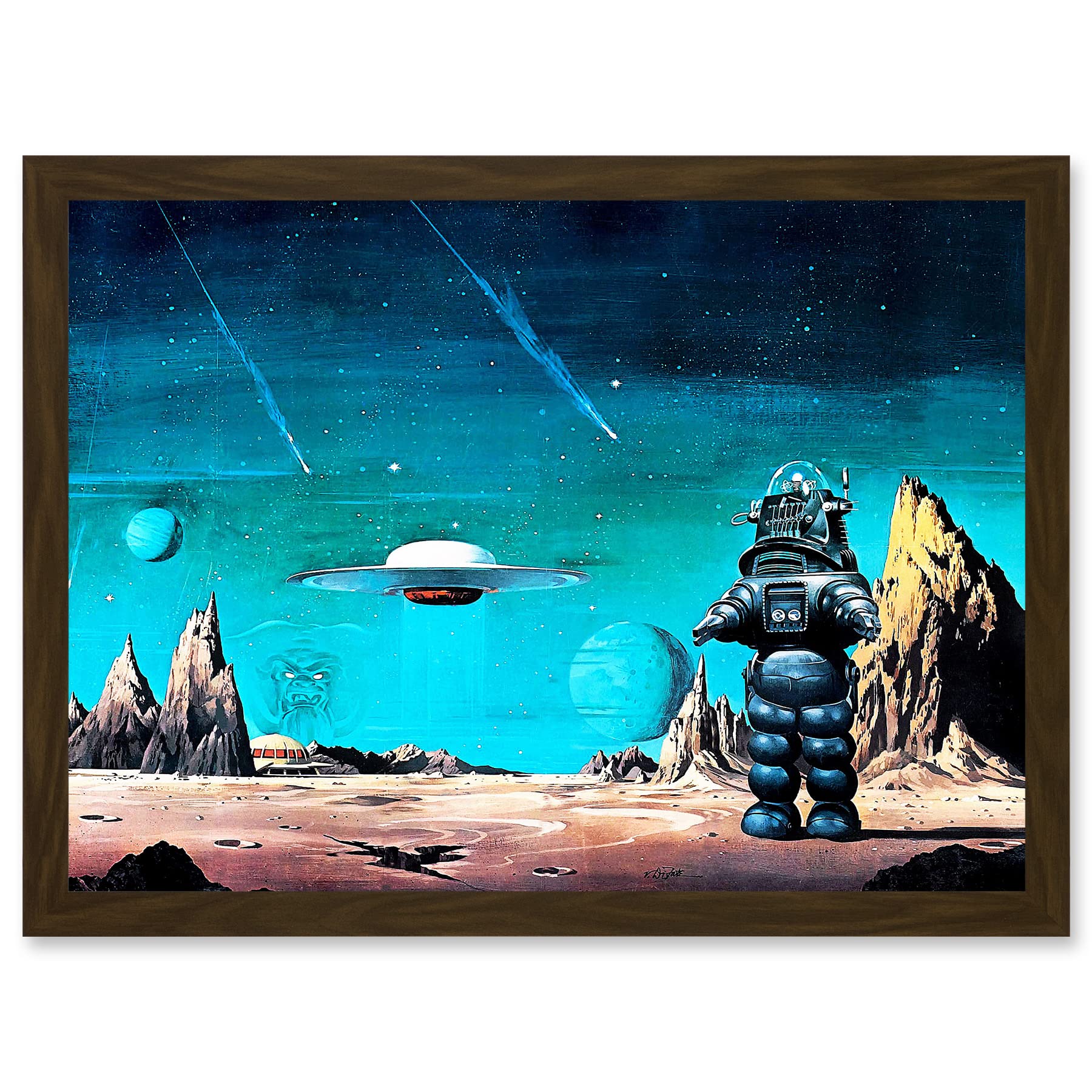 Artery8 Forbidden Planet Space Stars Sci Fi USA A4 Artwork Framed Wall Art Print