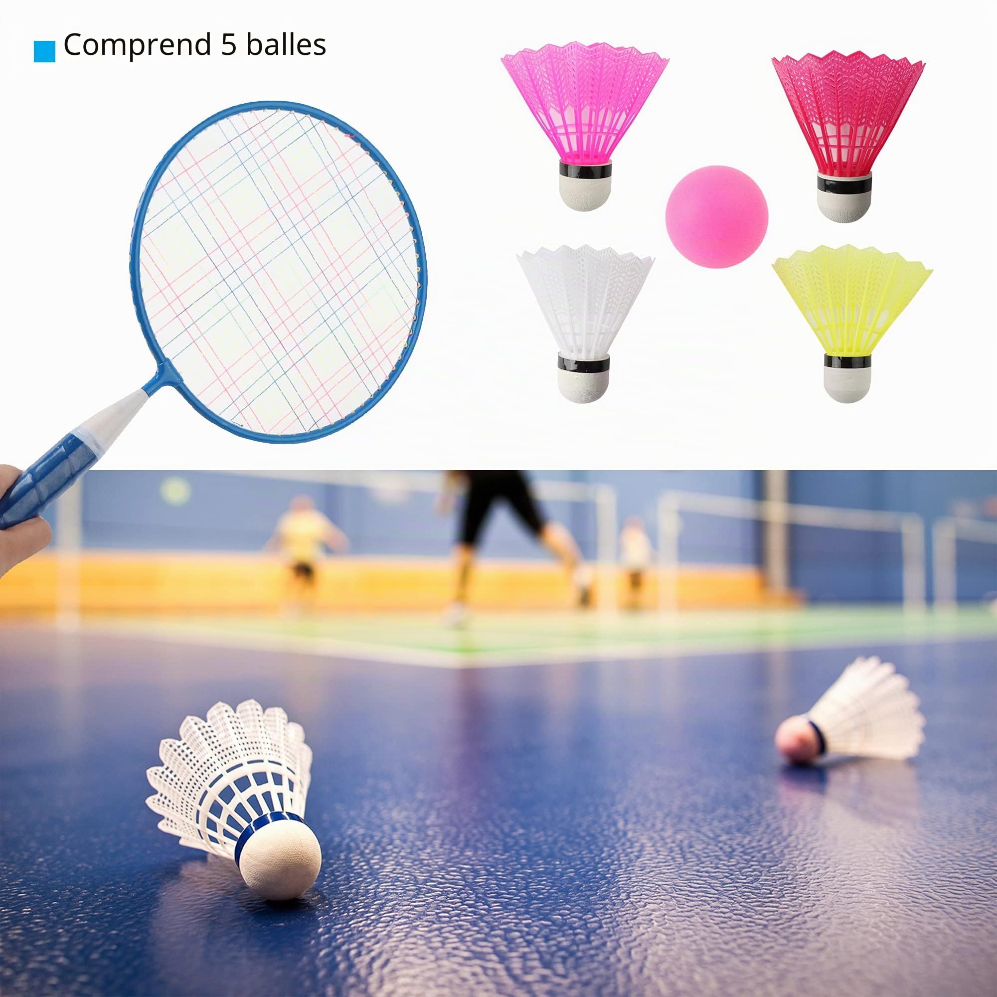 QKTYB Ensemble De Badminton pour Enfants, 1 Paire De Raquettes De Badminton LéGèRes pour Enfants avec pour Joueurs débutants Sports D'IntéRieur Et D'ExtéRieur avec Sac De Transp