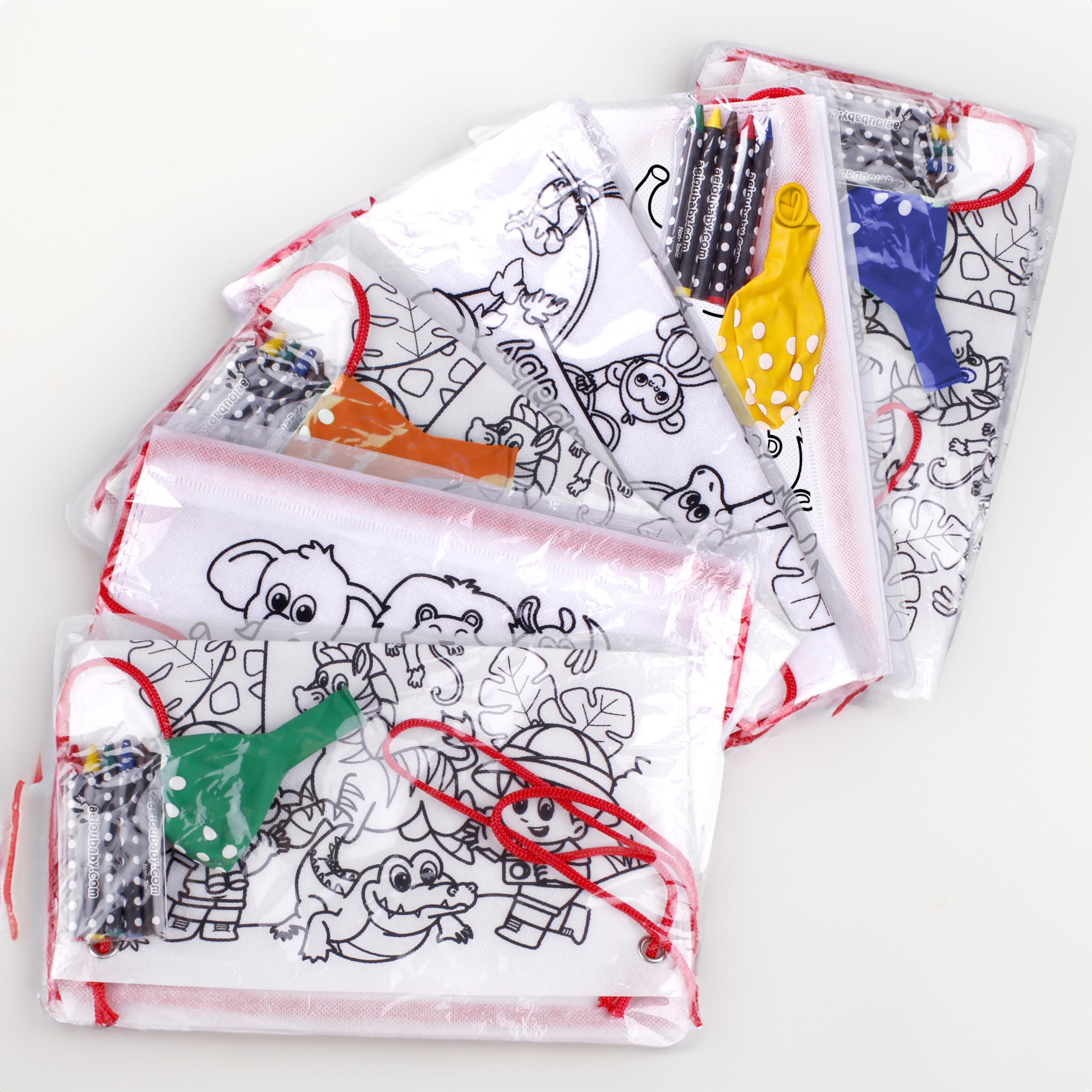 25 Sacs à Dos à Colorier + Sac Réutilisable avec 5 Crayons de Couleur et Ballon | Cadeau pour Enfants Fêtes Anniversaire Animaux
