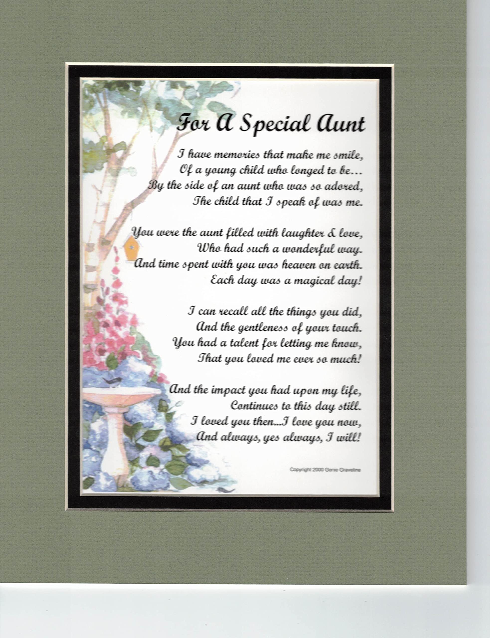 Amazon.com: Genie's Poems - Aunt Poem - Aunt Print - Aunt Saying - Aunts  60th 70th 80th Birthday - Special Aunt Gift: Home Decor Gift Packages:  Posters & Prints