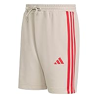 adidas Homme Essential Three Stripes French Terry Short, Wonder Alumina/Pure Ruby