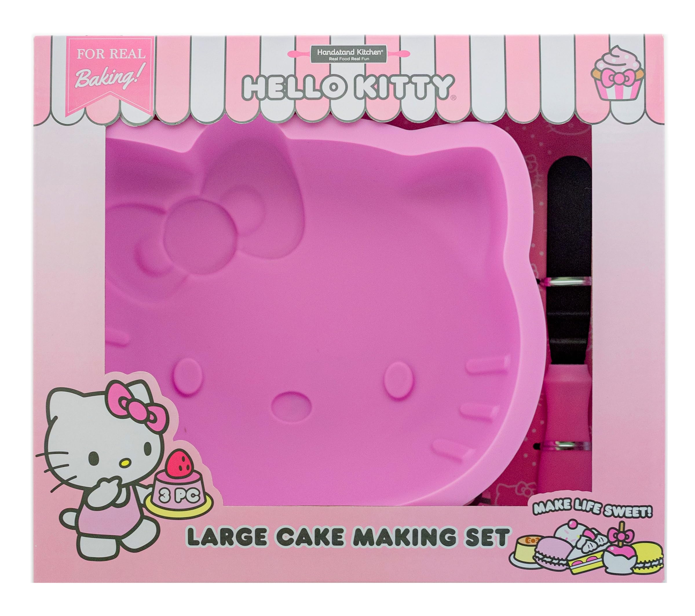 Handstand Kitchen Hello Kitty Cake Baking Set with Kitty Face Mold and Frosting Spatula - Retired