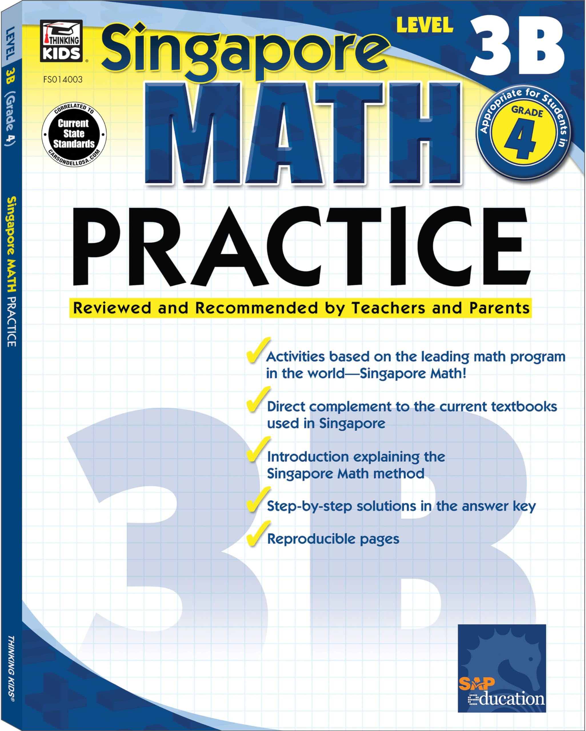 Singapore Math โ Level 3B Math Practice Workbook for 4th Grade, Paperback, Ages 9โ10 with Answer Key (Volume 10)