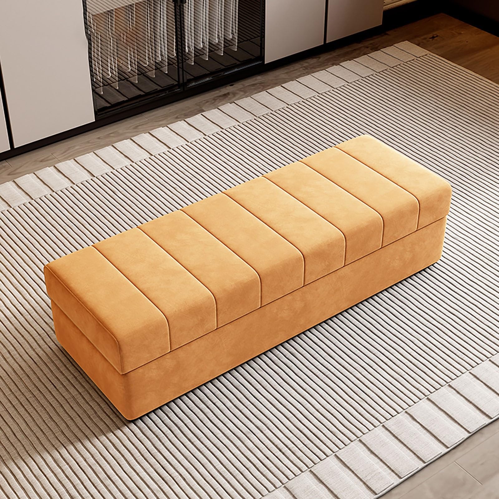 FCXWEVR Padded Sto Ottoman for Bedroom & Entryway Solid Wood Shoe Bench with Hidden Sto Versatile Bench for Shoes Toys & tials Slish & Functal Sto Solut