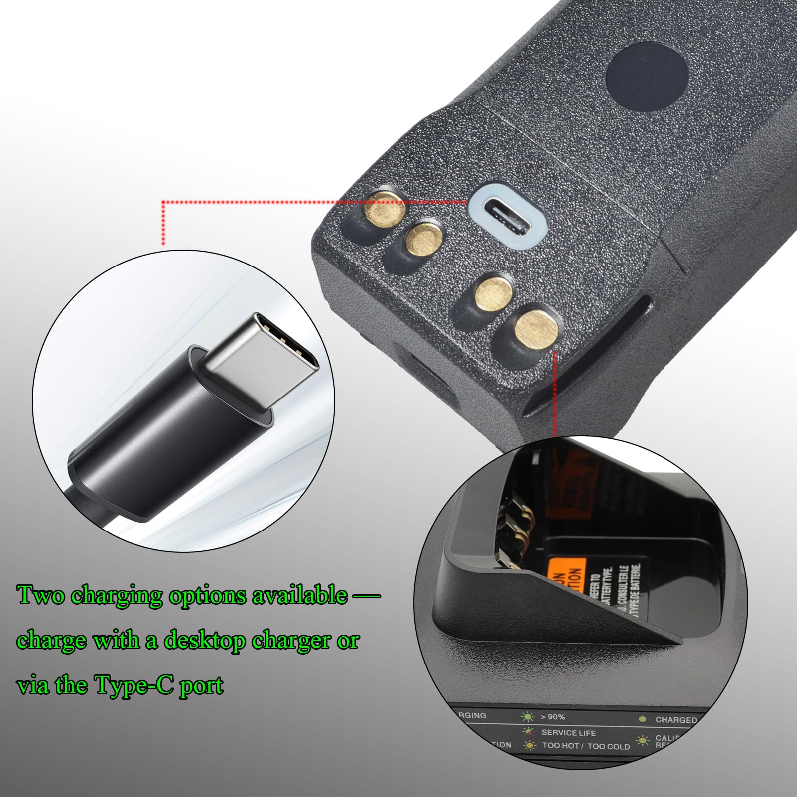 Batteria Ricaricabile PMNN4808A per Motorola R7 R7A, 18650 Piatte Nero