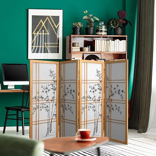 Pantalla corta Shoji de bambú para árbol de 4 pies natural 4 paneles