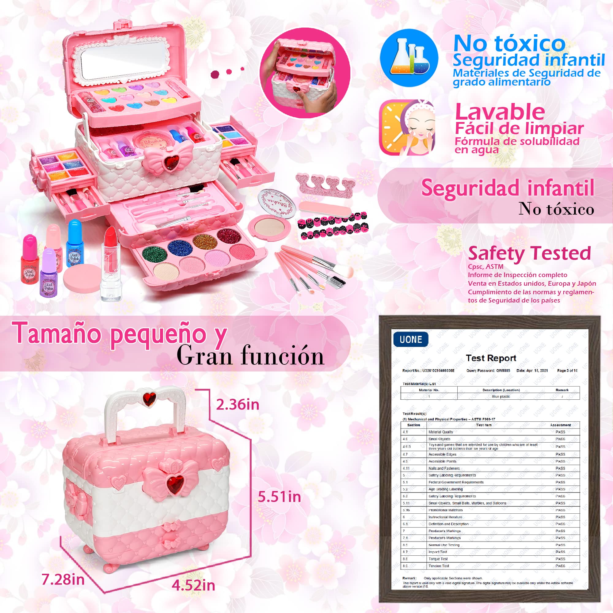 Mrabbitoo Maquillage Enfant Jouet Filles - Coffret Maquillage Enfant, Non Toxique Malette Kit de Maquillage Enfant Fille,Maquillage Enfant Cadeau de Noël Anniversaire Jouet pour Princesse Fille 3+ Ans