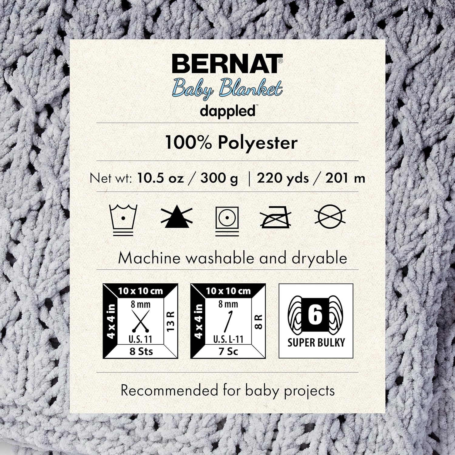 Bernat Babydecken-Garn mit Punkten, 300 g, 100% Polyester, #6 super sperrig, 220 m, Stricken/Häkeln, 2 Stück