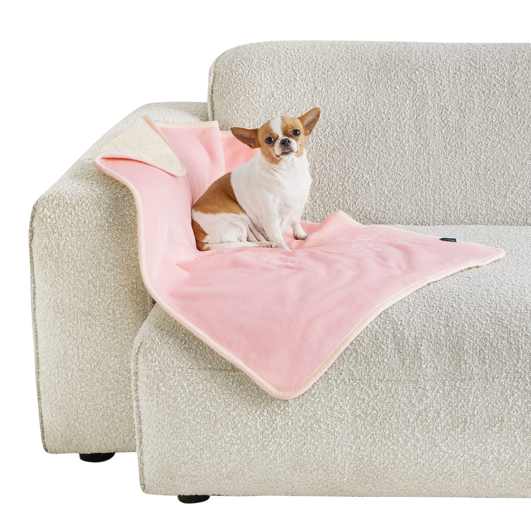 Bedsure Waterproof Dog Blankets for Small Dogs - Small Cat Blanket Washable for Couch Protection, Sherpa Fleece Puppy Blanket, Soft Plush Reversible Throw Furniture Protector, 25"X35", Pink