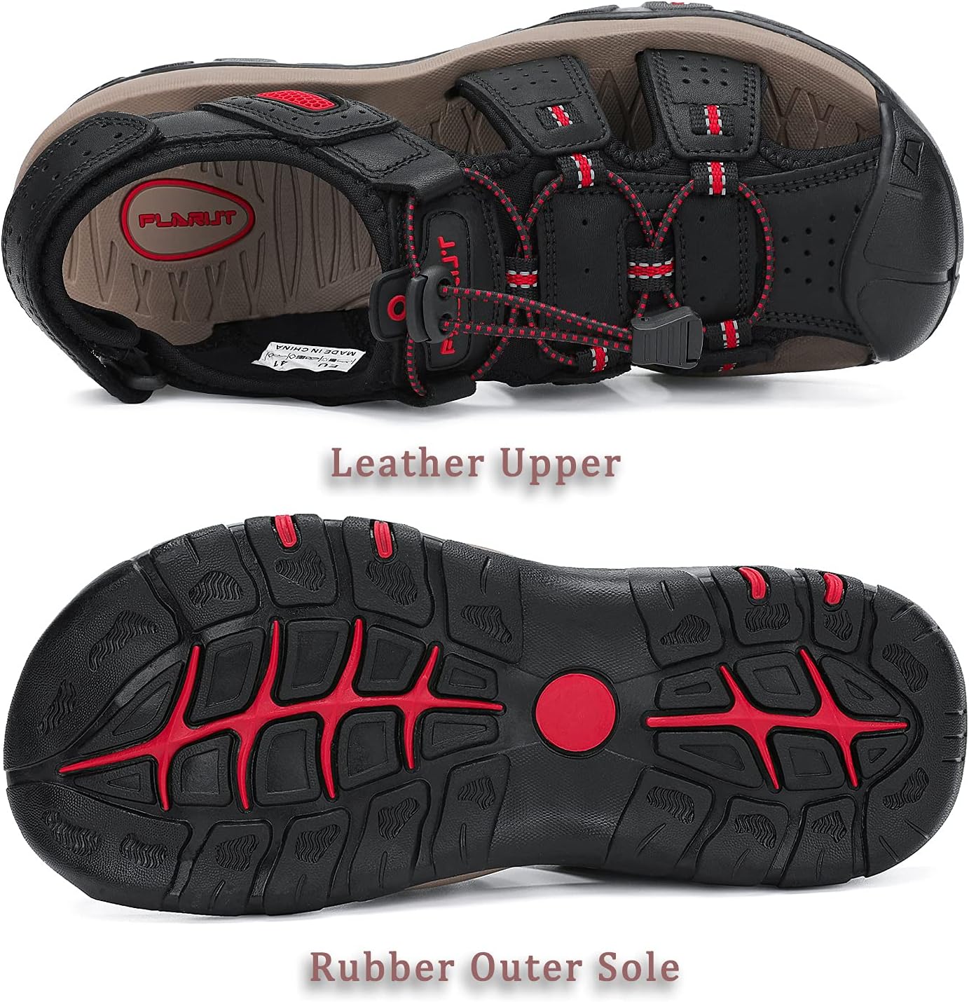 FLARUT Men's Sport Sandals Outdoor Hiking Sandals Closed Toe Leather Athletic Lightweight Trail Walking Casual Sandals Water Shoes - Image 5