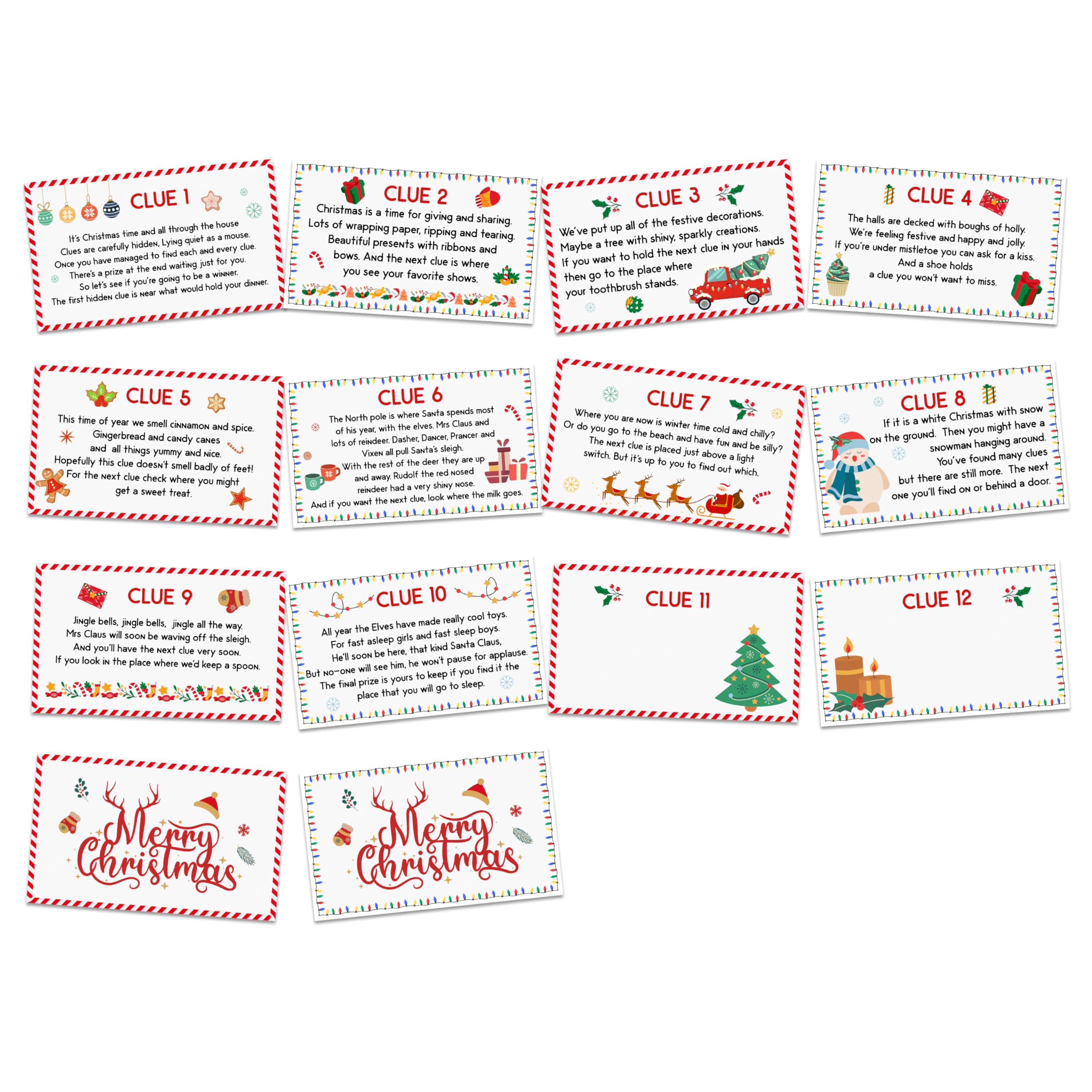 Levitatinyear Christmas Treasure Hunt Clues - Xmas Scavenger Hunt Games - Outdoor Indoor Christmas Riddles - Xmas Party Games for Adults - Holiday Party Activities & Decorations (12 Pack)-03