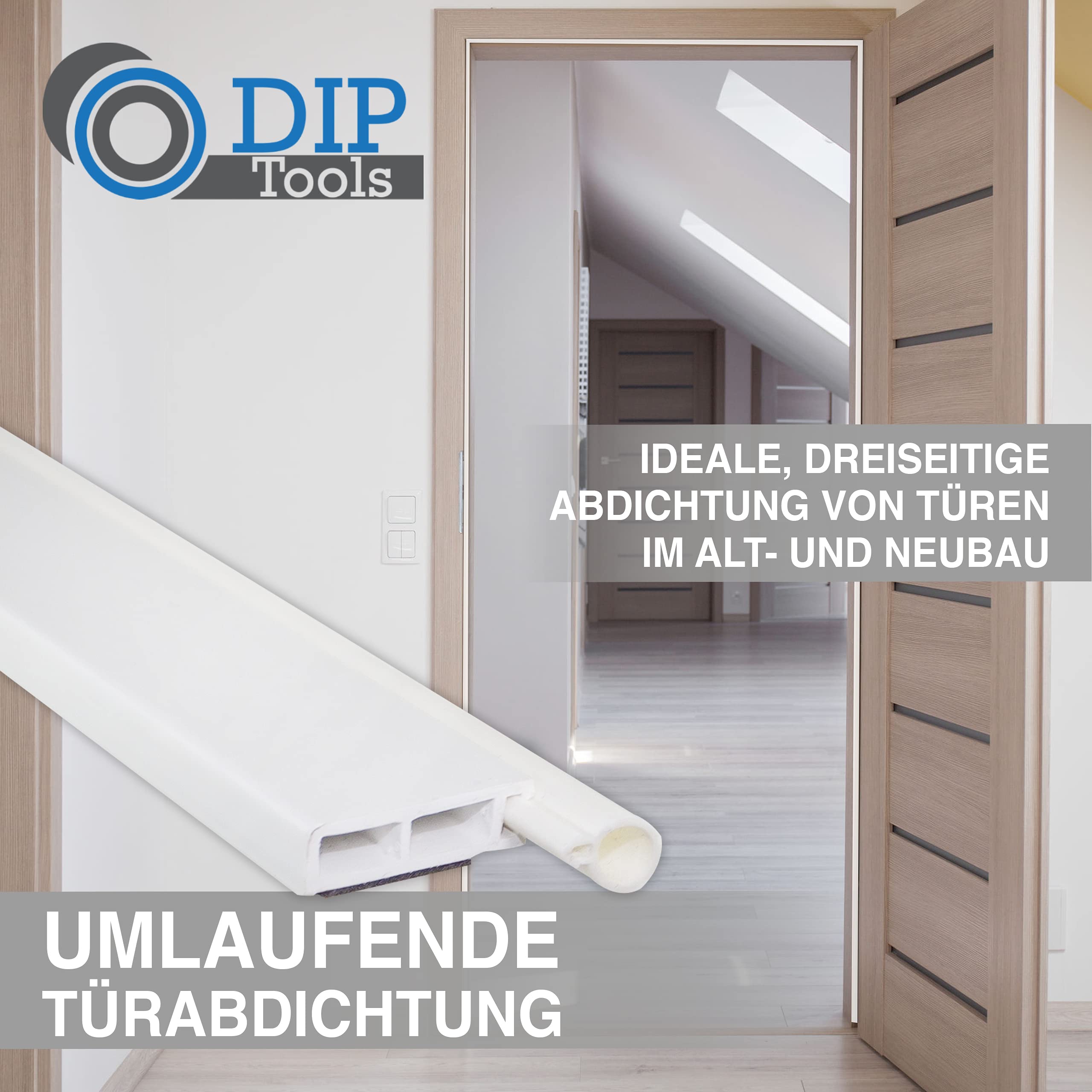 Clevere Dreiseitige Türdichtung selbstklebend - Türdichtung mit Silikon - Zugluftstopper für Türen - Windstopper Tür - Türleiste