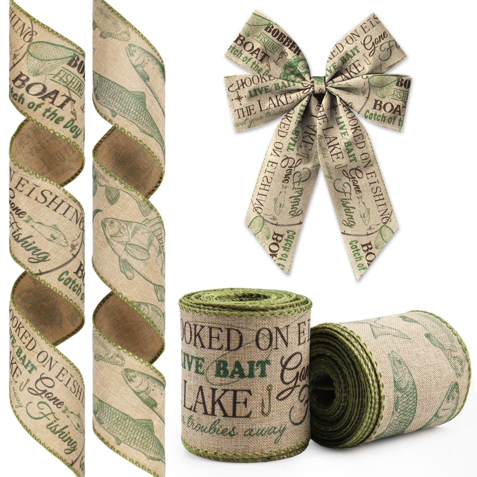 Amazon | Glodecart 2ロール 父の日リボン ワイヤー入り リースボウ