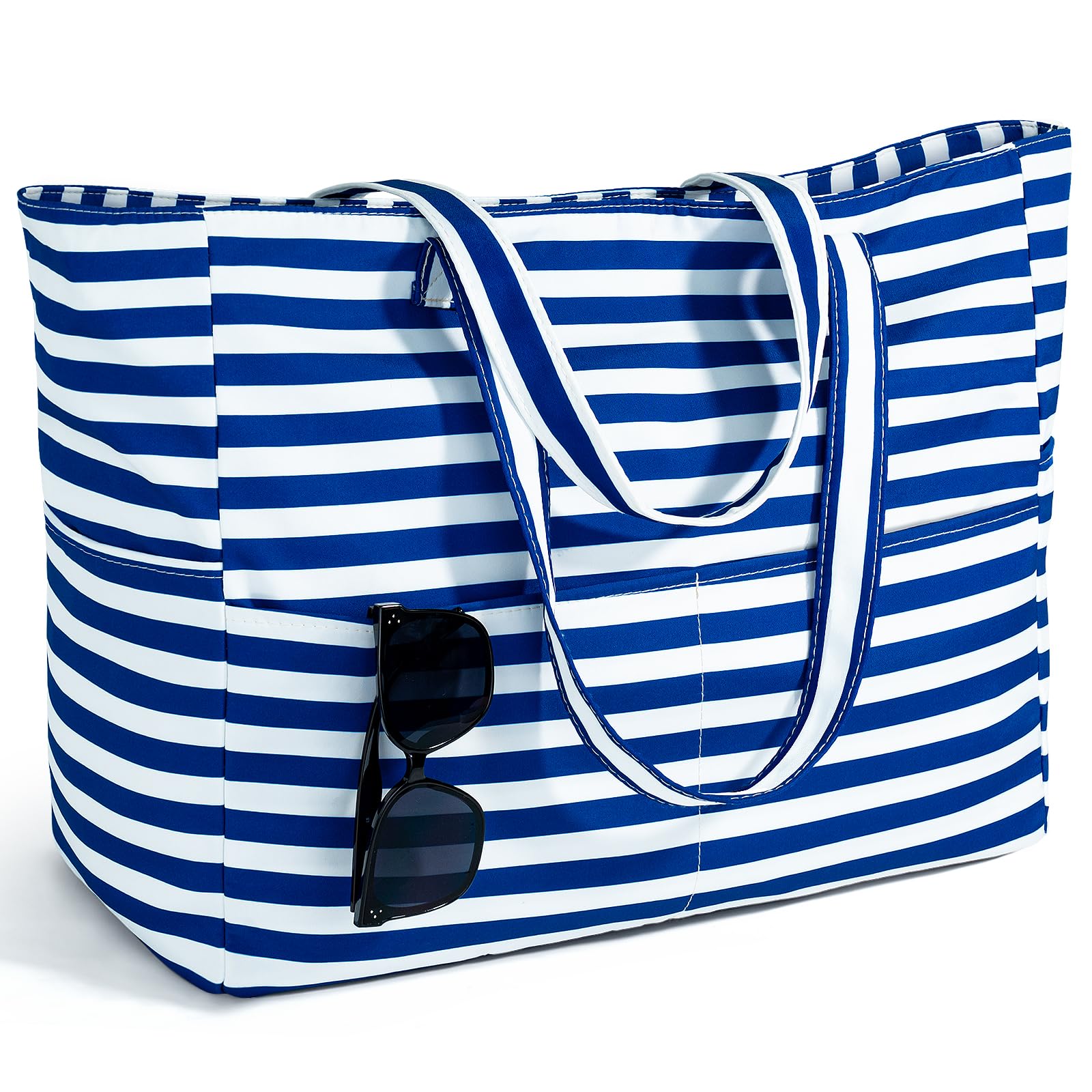 Strandtasche XXL Familie mit Reißverschluss Shopper Damen Große Badetasche Beach Bag,Leicht Faltbare Grosse Schwimmbadtasche,Urlaub Must Have Einkaufstaschen für Reisen Einkaufen Picknick Alltag