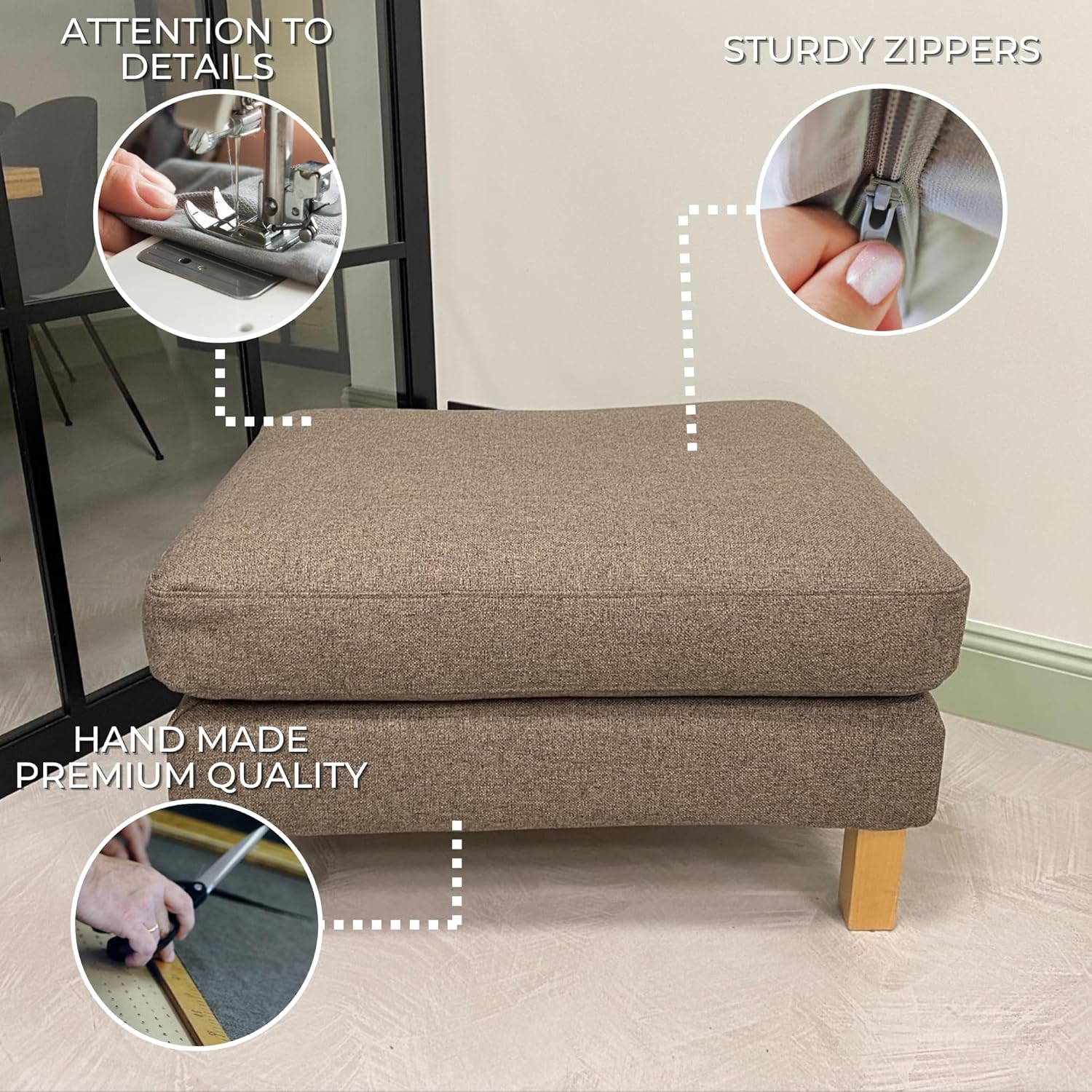 comfortly Cover for Karlstad Footstool, Replacement Slipcover, Heavy Duty 1 pcs Cover, Soft Durable Washable Pet-Friendly Fabric, Easy to Clean & Replace (Tiffany - Olive)