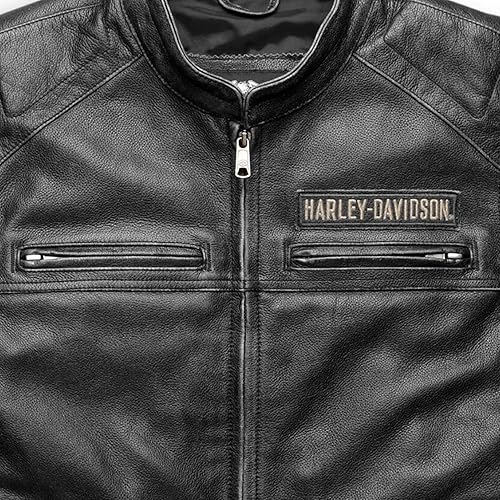 Miniatura 4 de Chaleco ciclista icónico de cuero para hombre HD Passing Link - Motorcycle Road Warrior