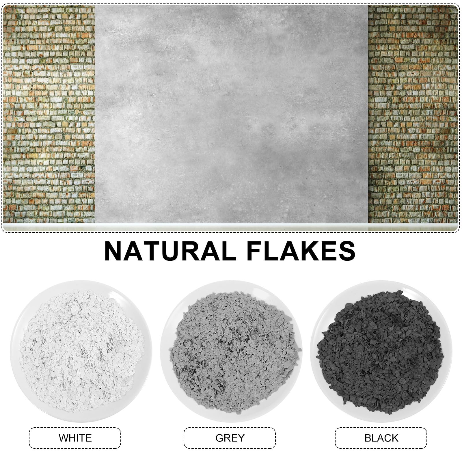 PLAFOPE Vernice per Pavimenti Copre Sporco e Segni in Cemento Scaglie Decorative in Resina Epossidica, 1 Confezione da 1kg, Materiale Naturale, per Garage e Showroom