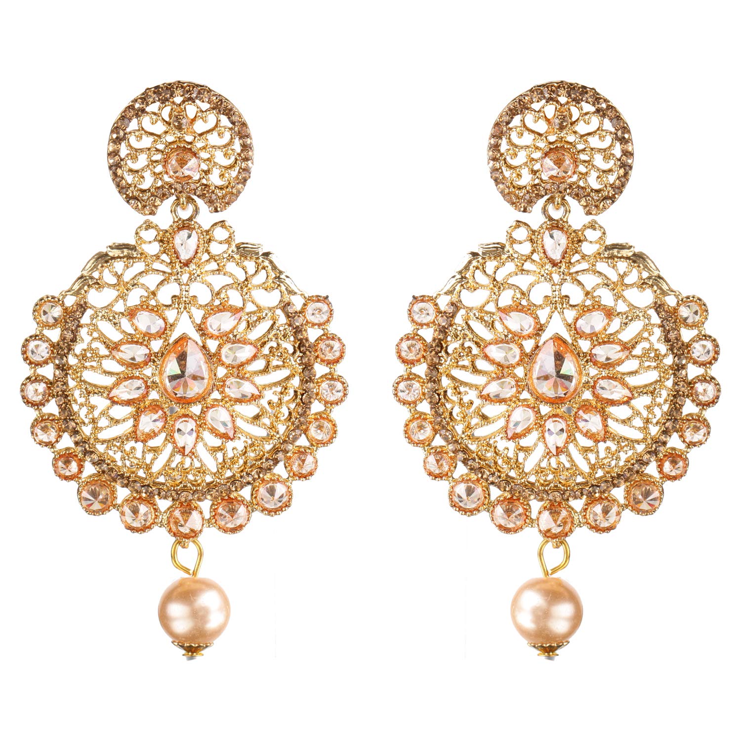 Kord Store Exclusive New Light Weight Long Lct Stone Earrings Set/Wedding Jewellery/Long Earings/Gold Jewelery/Micro Gold Plated/For Women And Girl