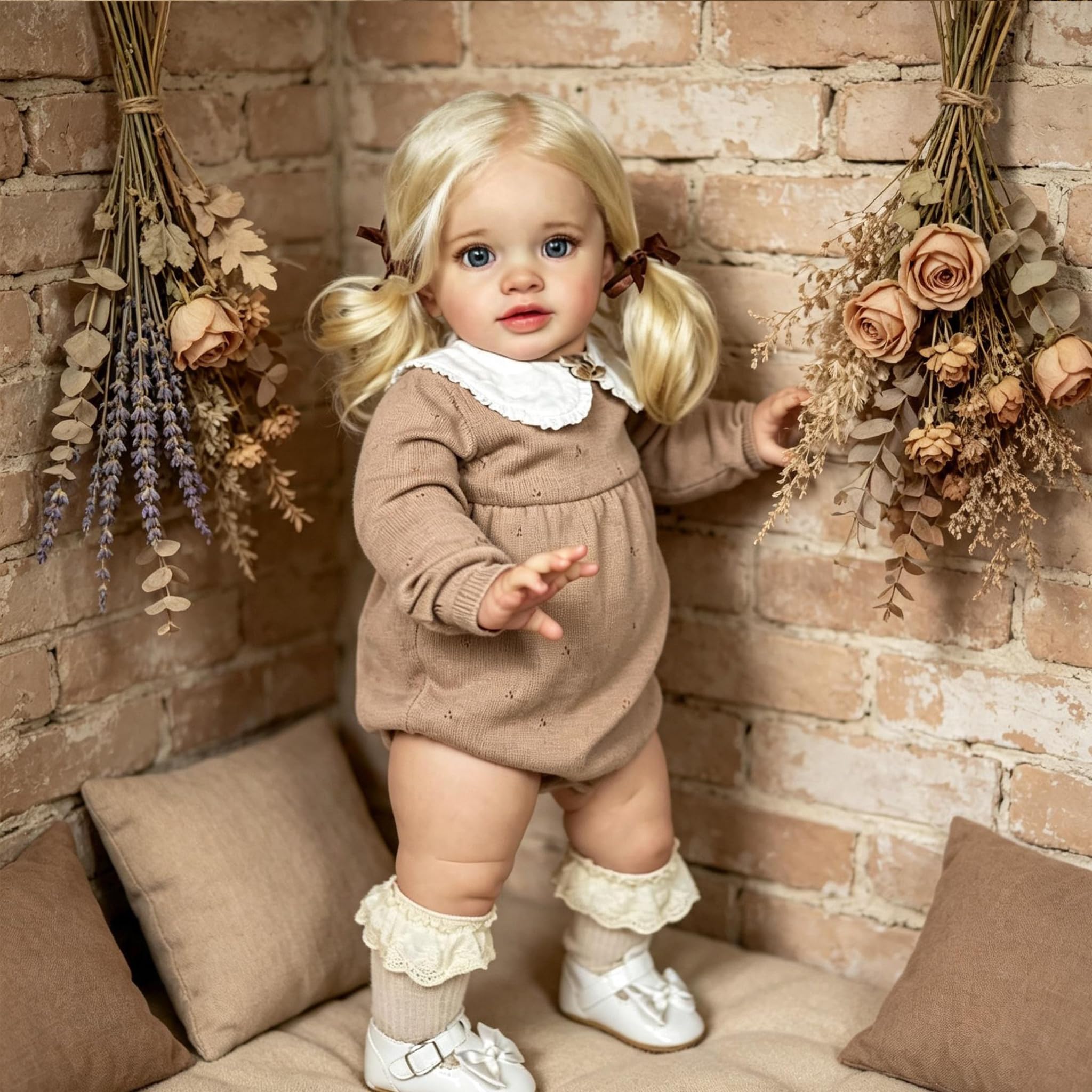 RXDOLL Realistyczne lalki Reborn dla małych dzieci, realistyczne, miękkie winylowe tkaniny, ciało prawdziwie wyglądające noworodki z blond włosami, ręcznie robione prezenty urodzinowe dla dzieci w
