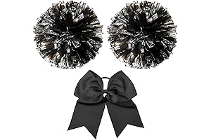 Hanaive Pom-Poms for Cheerleading: 12" Metallic Cheerleader Pom Poms and Bow