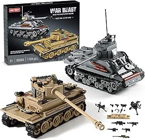 Amazon.com: WW2 Army Tank Toys Building Kit Compatible with Lego, Create a German Tiger & an American M4 Sherman Models with 1184 Blocks, Great Military Toy Gifts for Boys, Kids Age 8-14 : Toys & Games
