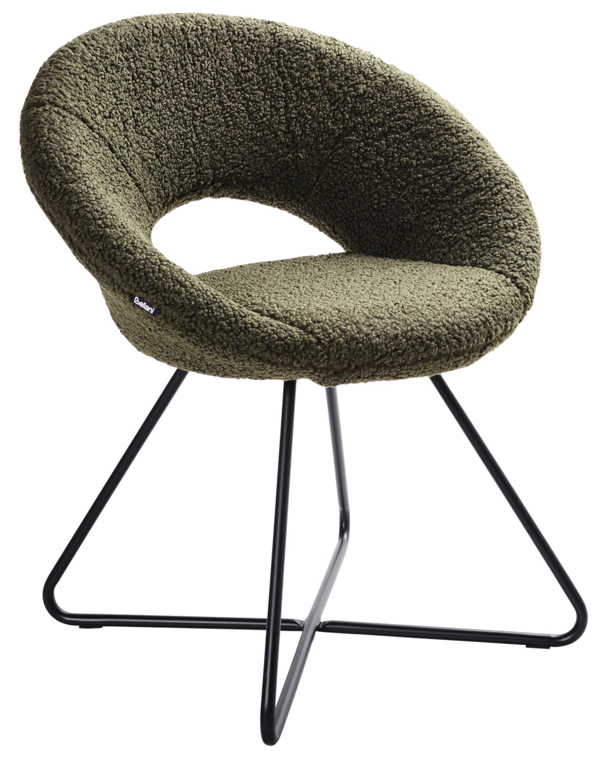 Beliani Sessel rund Bouclé grün mit schwarzem Metallgestell Kufen Glamourös Retro Rachel