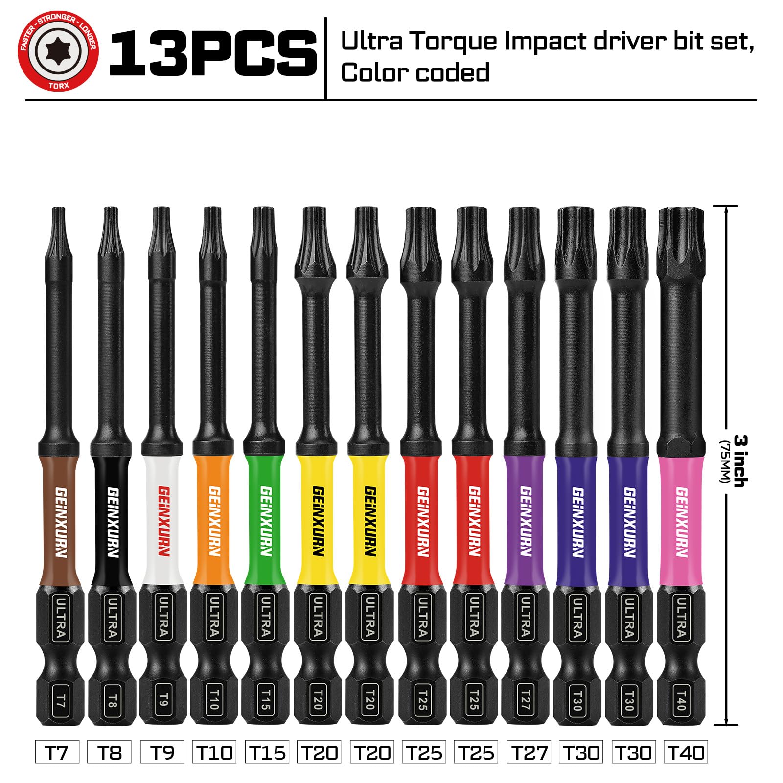 Geinxurn 13-Piece Impact Torx Screwdriver Set -2 Geinxurn 13-Piece Impact Torx Screwdriver Set -2