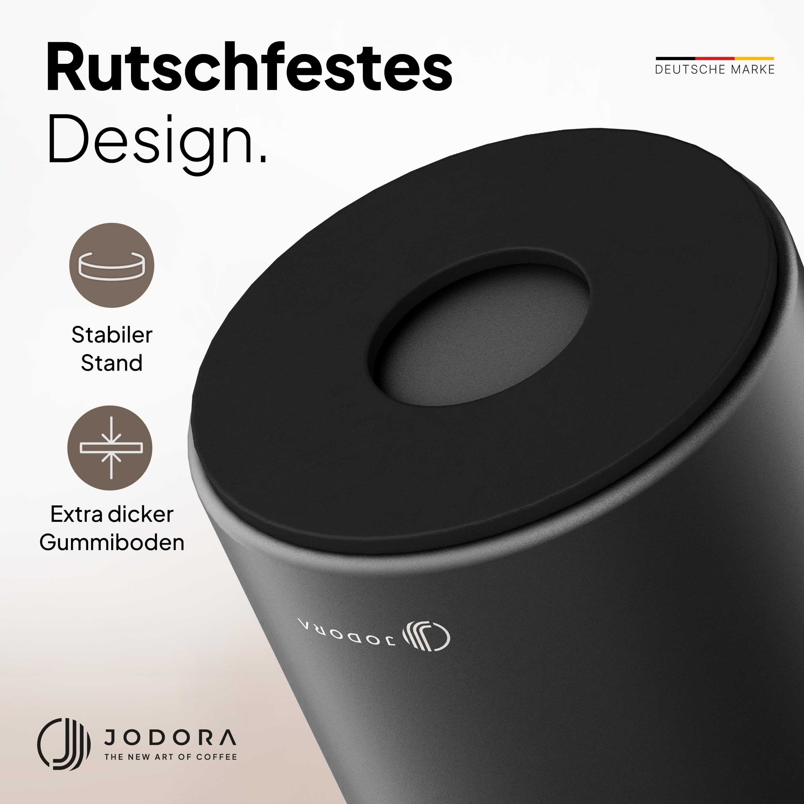 JODORA Abklopfbehälter für Siebträger aus hochwertigen Edelstahl standfest - Robuste Knock Box mit geräuschdämpfender Schlagstange ultra leise - Siebträger Zubehör mit einfacher Reinigung (Schwarz)