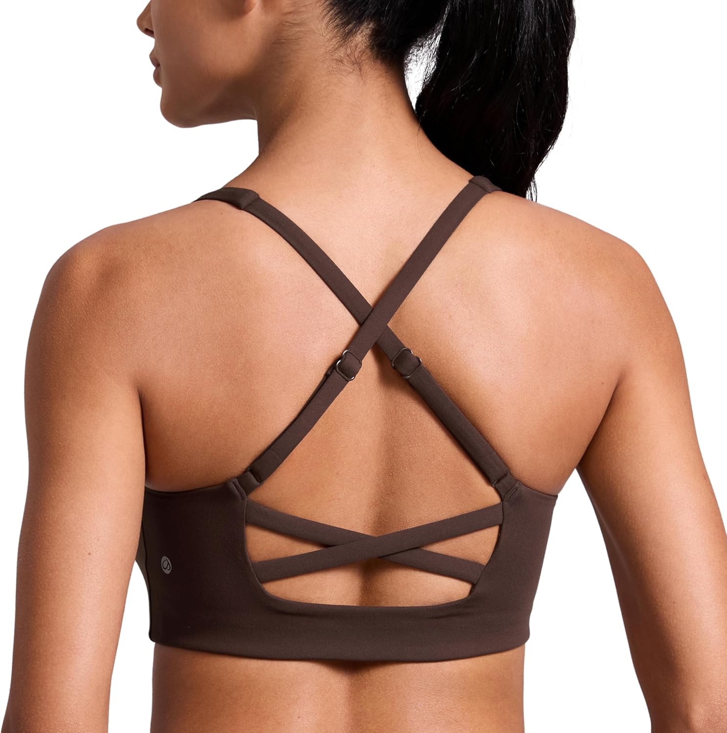 CRZ YOGA Butterlift Cross Back Sports Bras for Women - Scoop Neck Adjustable Straps Wireless Padded Pilates Workout Top