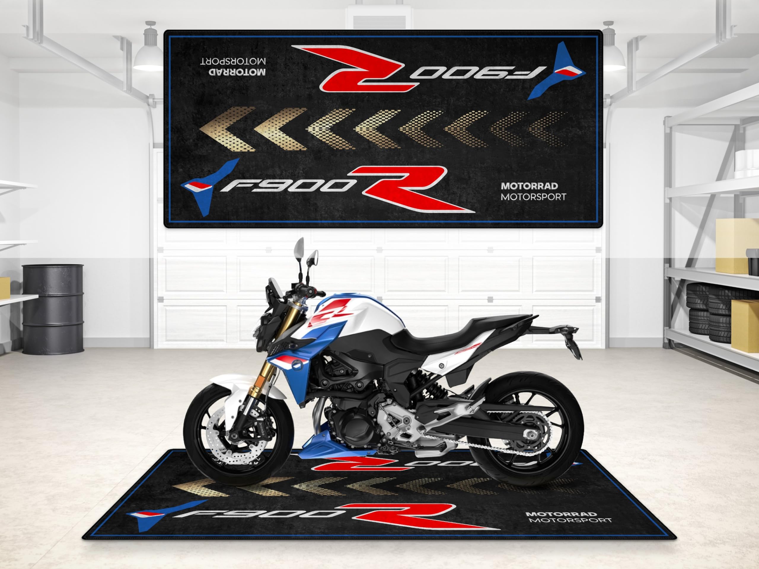 wibeart Parking Mat for F900 R Motorcycle Model, Display and Pit Mat, Washable Non-Slip Garage and Showroom Floor Carpet - Rug (R Sport, Size 1 : 86.6