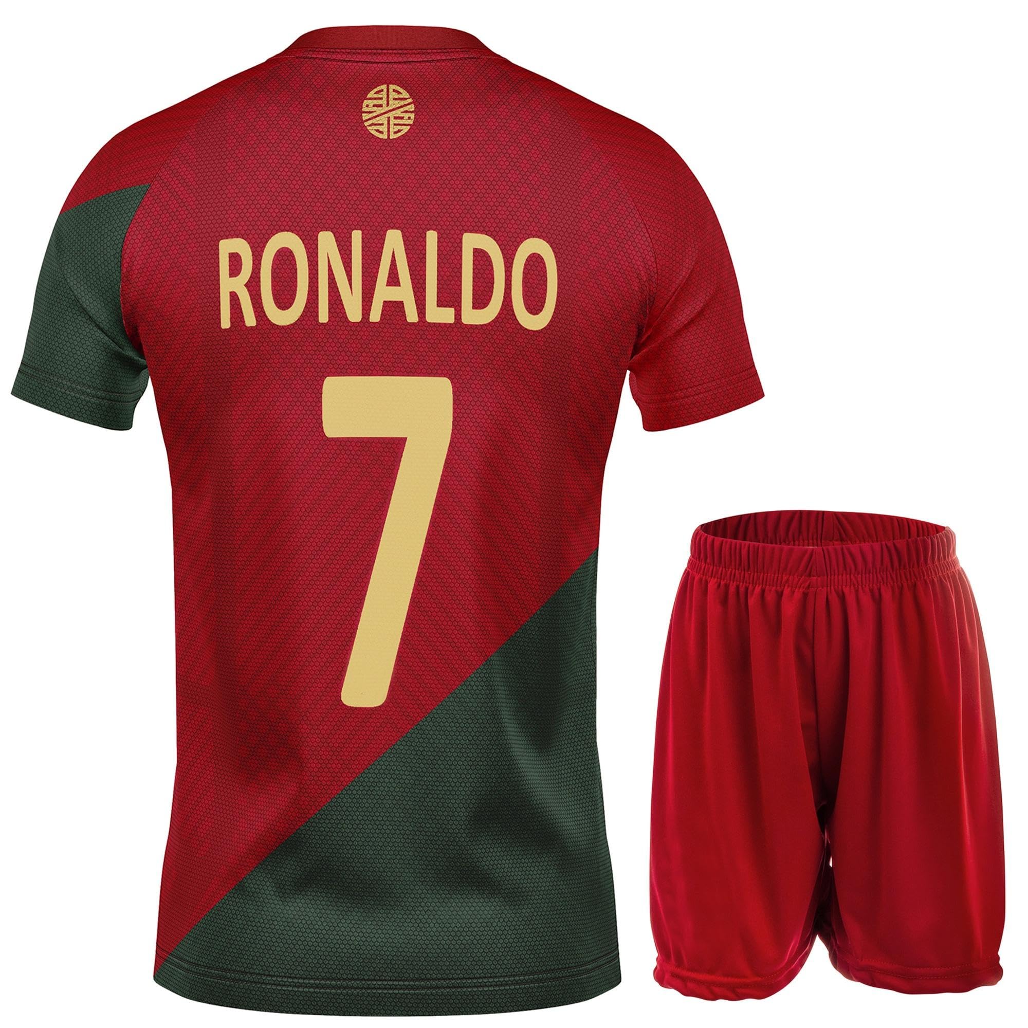Conjunto de camiseta de fútbol para niños, color rojo y rojo