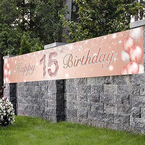 Miniatura 4 de Cartel de feliz cumpleaños número 15 con temática de confeti decoración para niñas fiesta de cumpleaños número 15 regalos de fiesta de cumpleaños