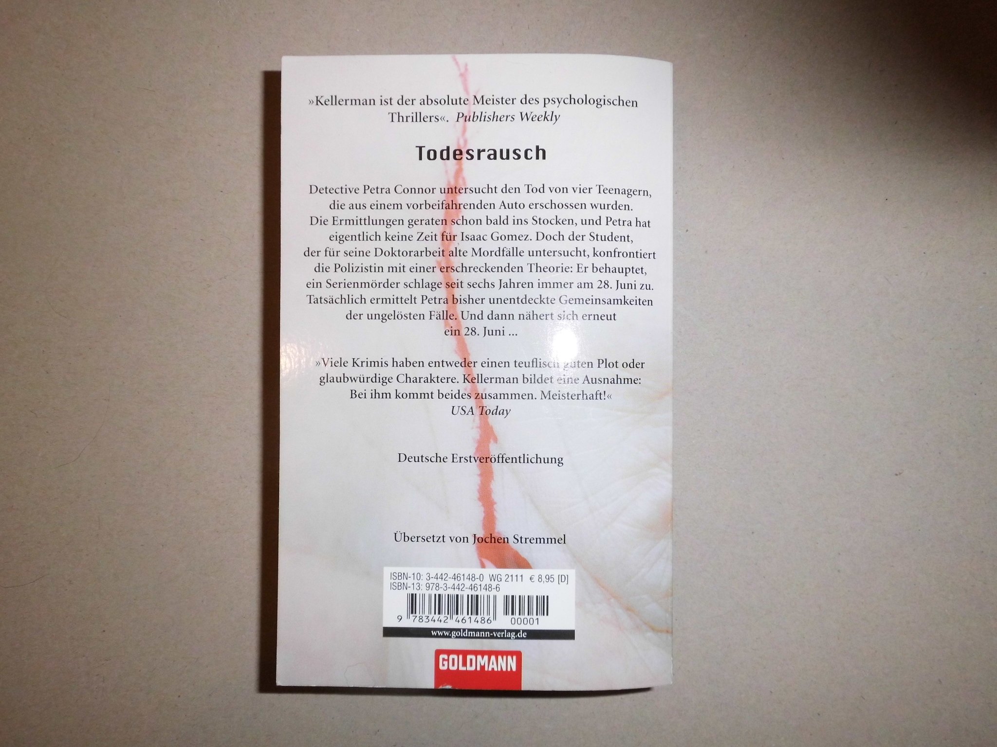 Todesrausch: Roman. Deutsche Erstausgabe