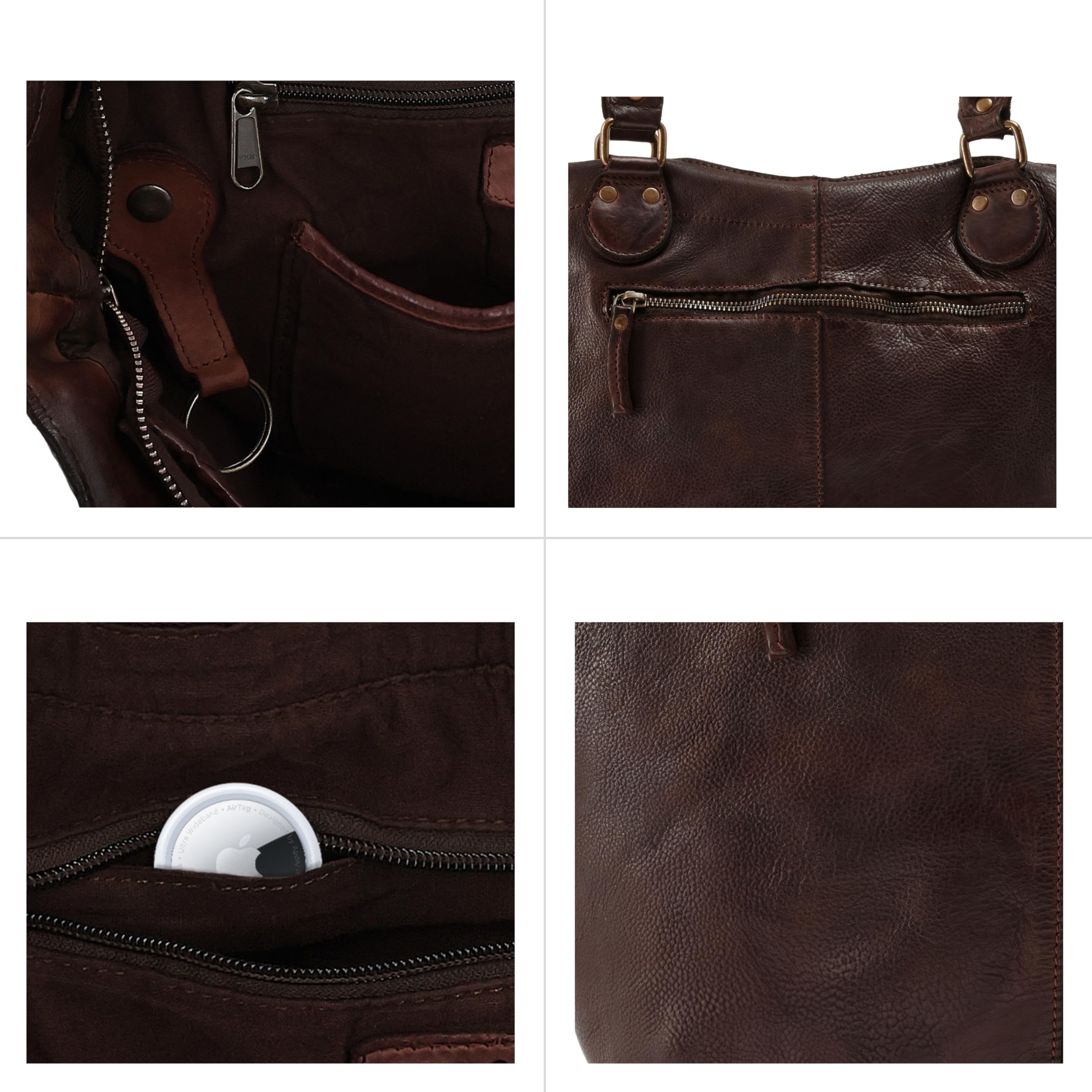 Gusti Bolso cuero mujer Dione shopper de piel bolso asas marrón cuero