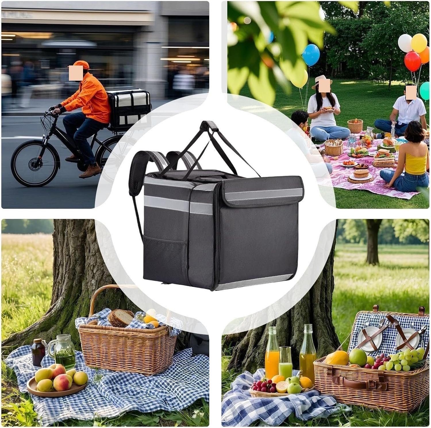 Insulated Food Delivery Backpack, Expandable Thermal Bag for Courier, Grocery, Camping & Picnic, Heavy-Duty Waterproof