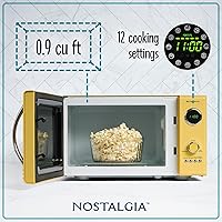 Vista 2 de Nostalgia Retro - Horno de microondas para encimera - Incluye 12 ajustes preprogramados y reloj digital - 0.9 pies cúbicos - 800 vatios - Amarillo