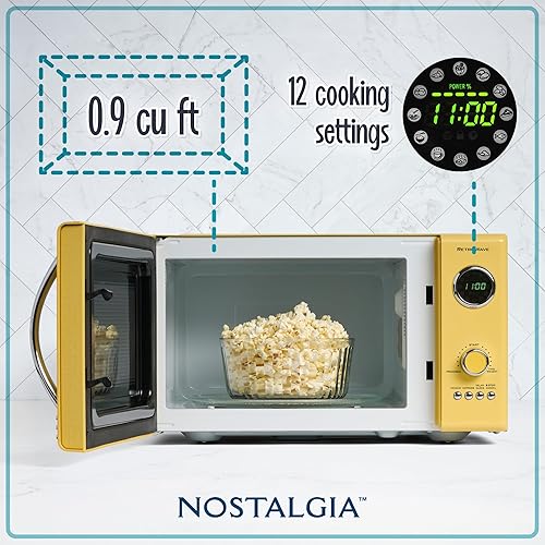 Miniatura 2 de Nostalgia Microondas retro - Horno microondas de encimera - Incluye 12 ajustes preprogramados y reloj digital - 0.9 pies cúbicos - 800 vatios -