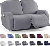 Vista 65 de KinCam Fundas para Reclinables, Fundas Elásticas para Sillas Reclinables, Fundas para Sofá Reclinable con Diseño de Rayas Jacquard, Fundas