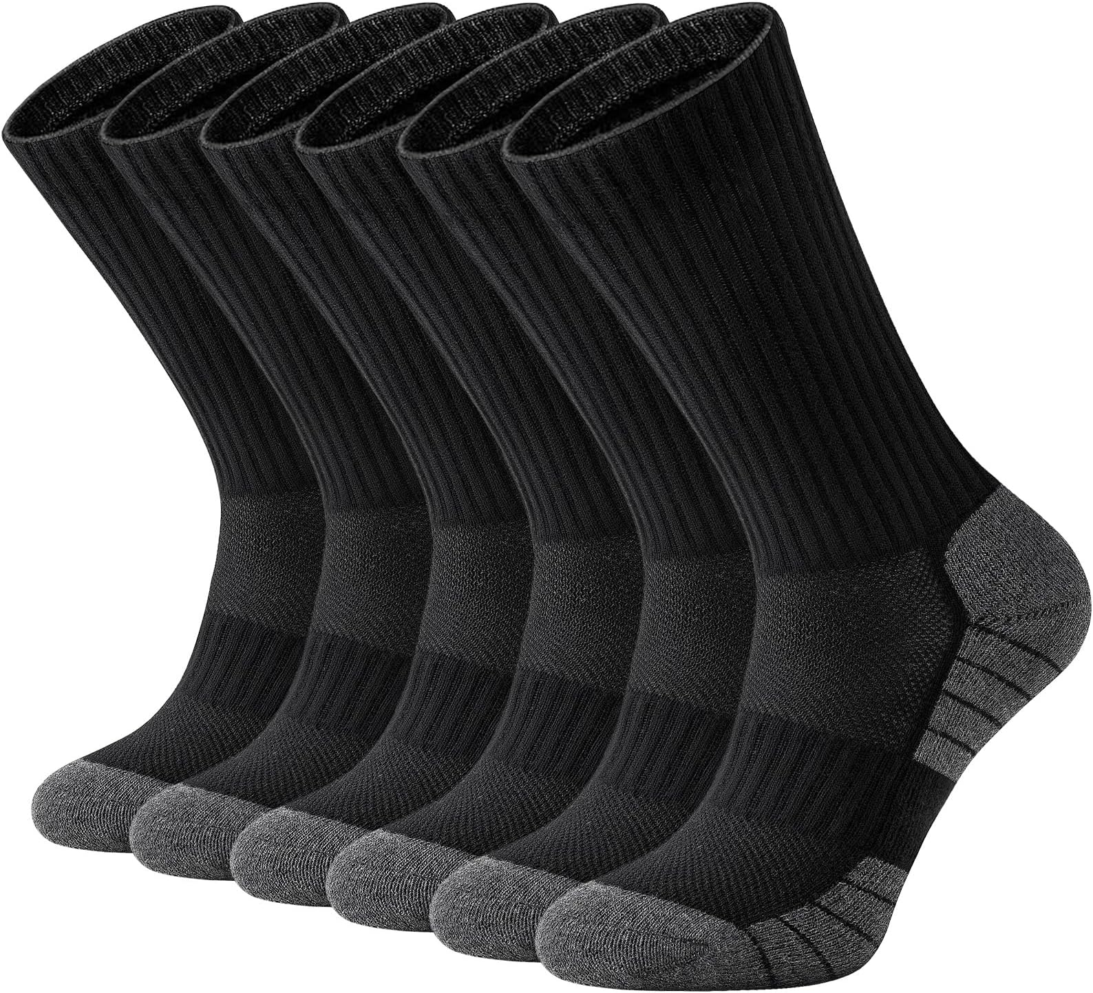 NiorasenAthletic Crew Socks, 6 Pairs Cushioned Sports Calf Socks Breathable Cotton Running Hiking Socks for Men Women