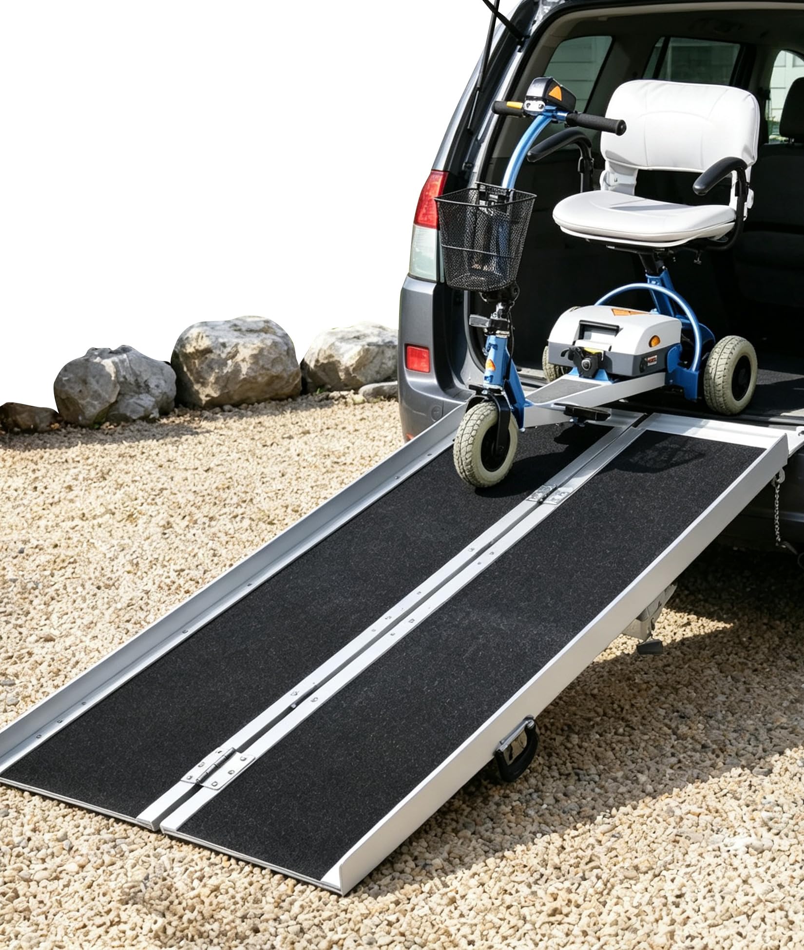 Rampa Portátil y Plegable para Sillas de Ruedas para Hogar, con Superficie Antideslizante, Rampa para Personas con Discapacidad En Silla de Ruedas, Capacidad de 800 Libras,60cm