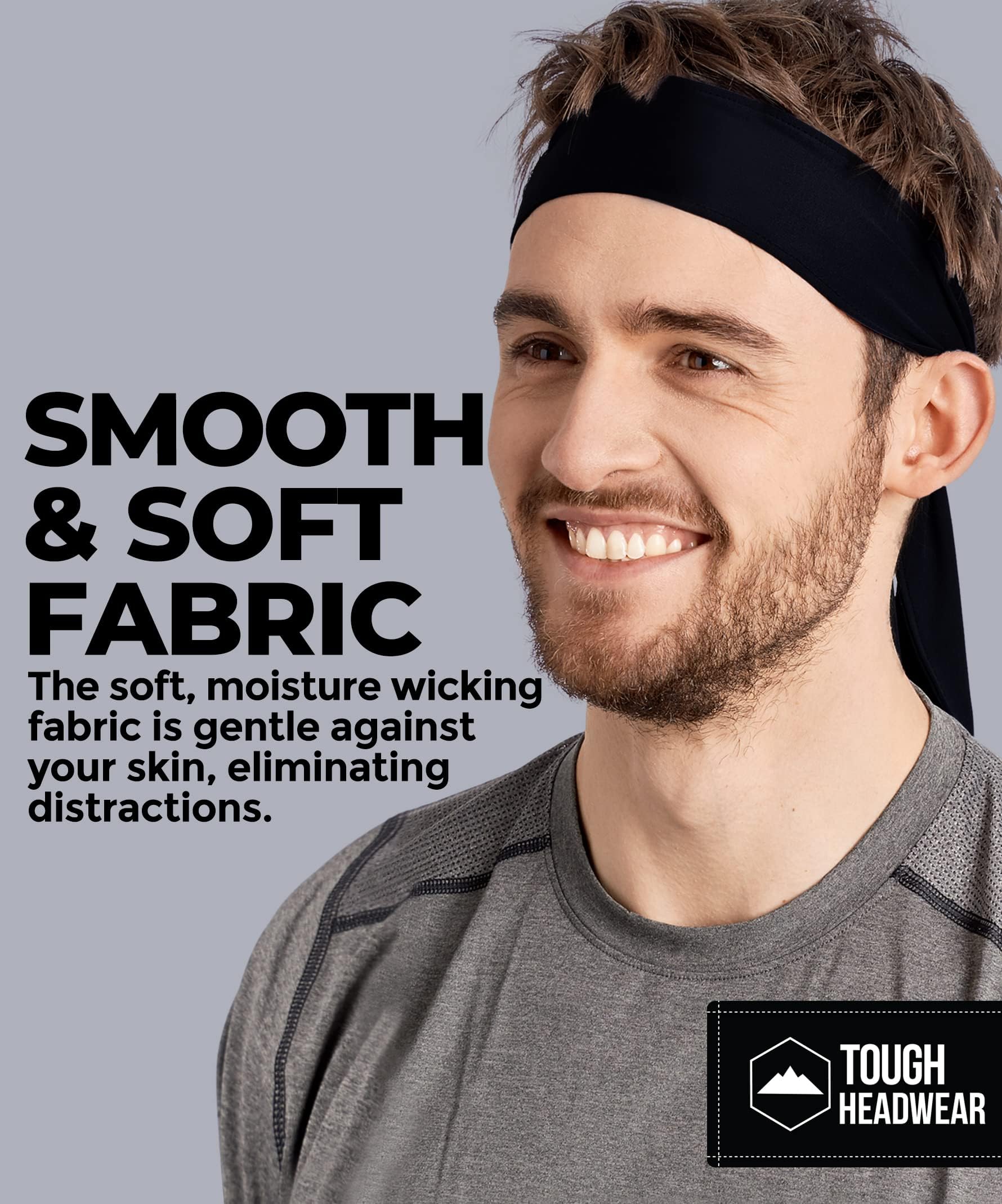 Tough Headwear Fascia per capelli da uomo, per sport, corsa, calcio, allenamento