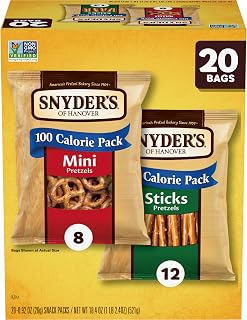 Snyder's of Hanover 100 Calorie Mini Pretzels Variety Pack, 20 Count Individual Snack Packs - Non-GMO, Peanut-Free Crunch