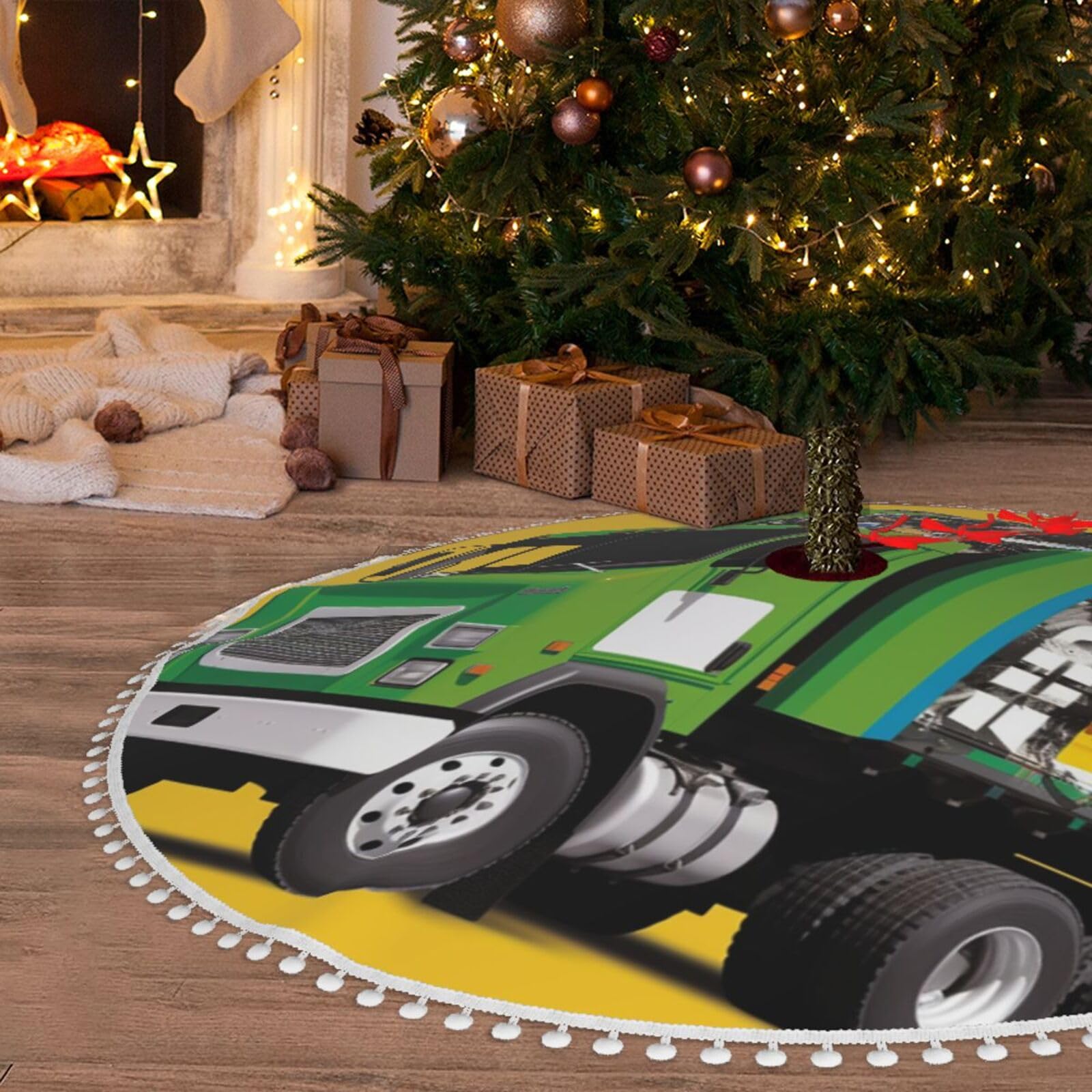 Jupe de sapin de Noël peluche 122cm pour cacher le pied et protéger le sol