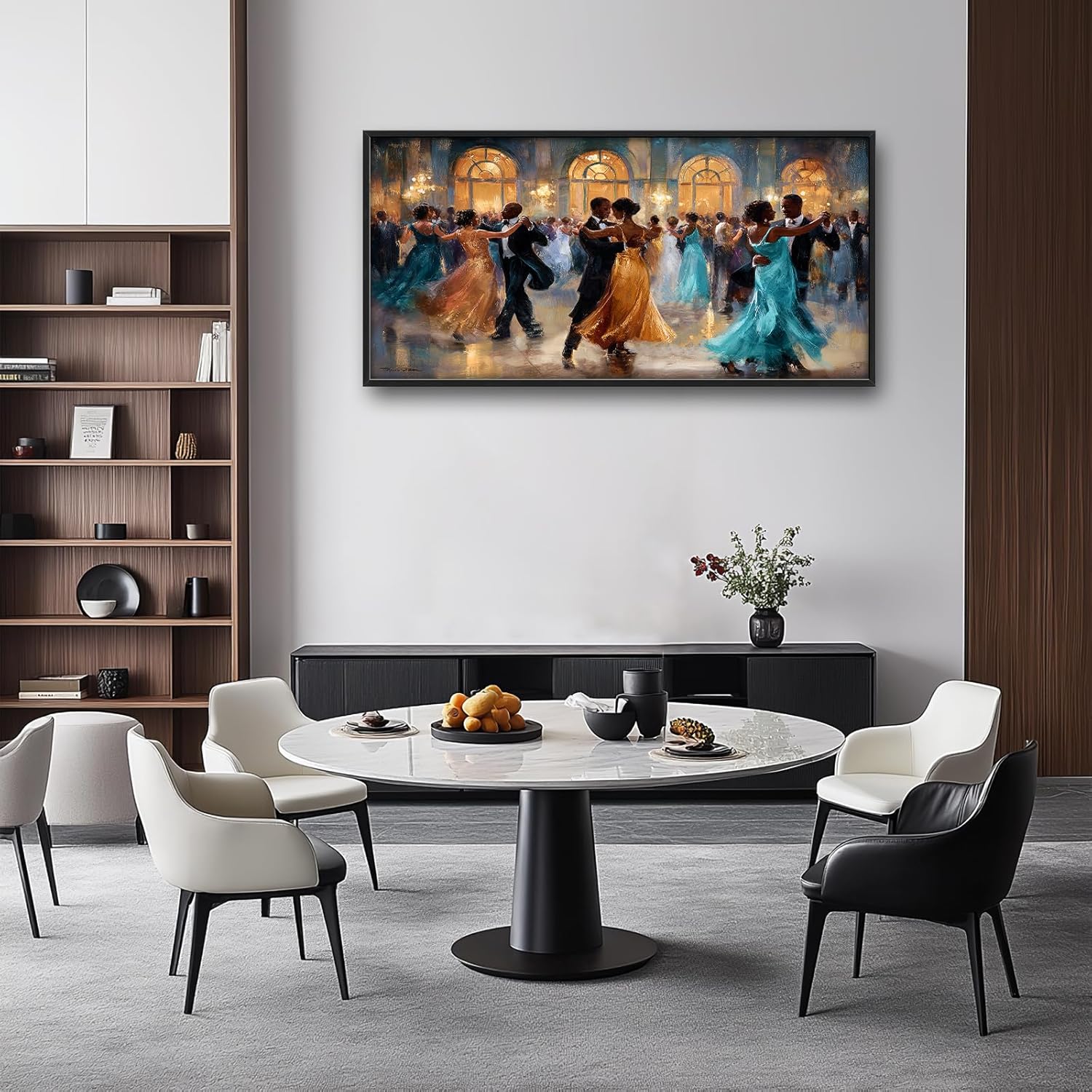 Large Ballroom Wall Art for Living Room African American Canvas Pictures Dance Wall Decor Elegant Ball Party Oil Painting Print Home Framed Artwork Decoration Gifts for Bedroom Office 30"x60"