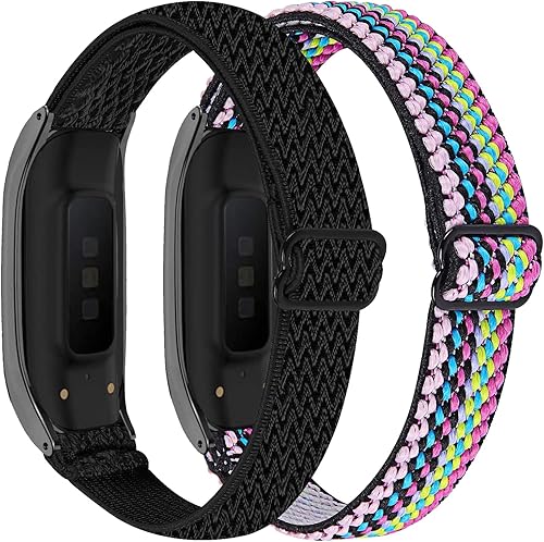 Miniatura 19 de Nigaee Correas de cuero genuino y bandas elásticas de nailon compatibles con Samsung Galaxy Fit2, correas deportivas suaves y transpirables
