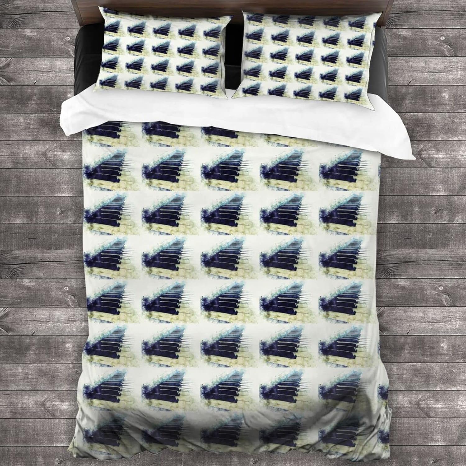 布団カバー シングル 3点セット 寝具カバー セット ベッド用 布団用 掛け布団カバー抽象的なピアノキーボード水彩イラスト絵画の背景 肌に優しい 新しい家 クリスマス 新年ようこそ 寝具カバーセット