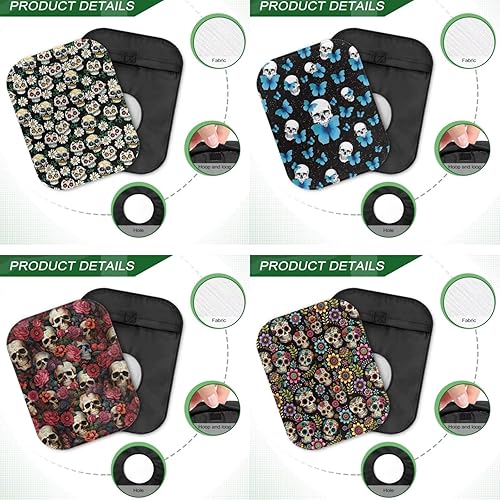 Miniatura 6 de Rnyleeg Novedosas fundas para bolsas de colostomía para mujer, 4 piezas, diseño de calavera, fundas para bolsas de ostomía con cierre, funda