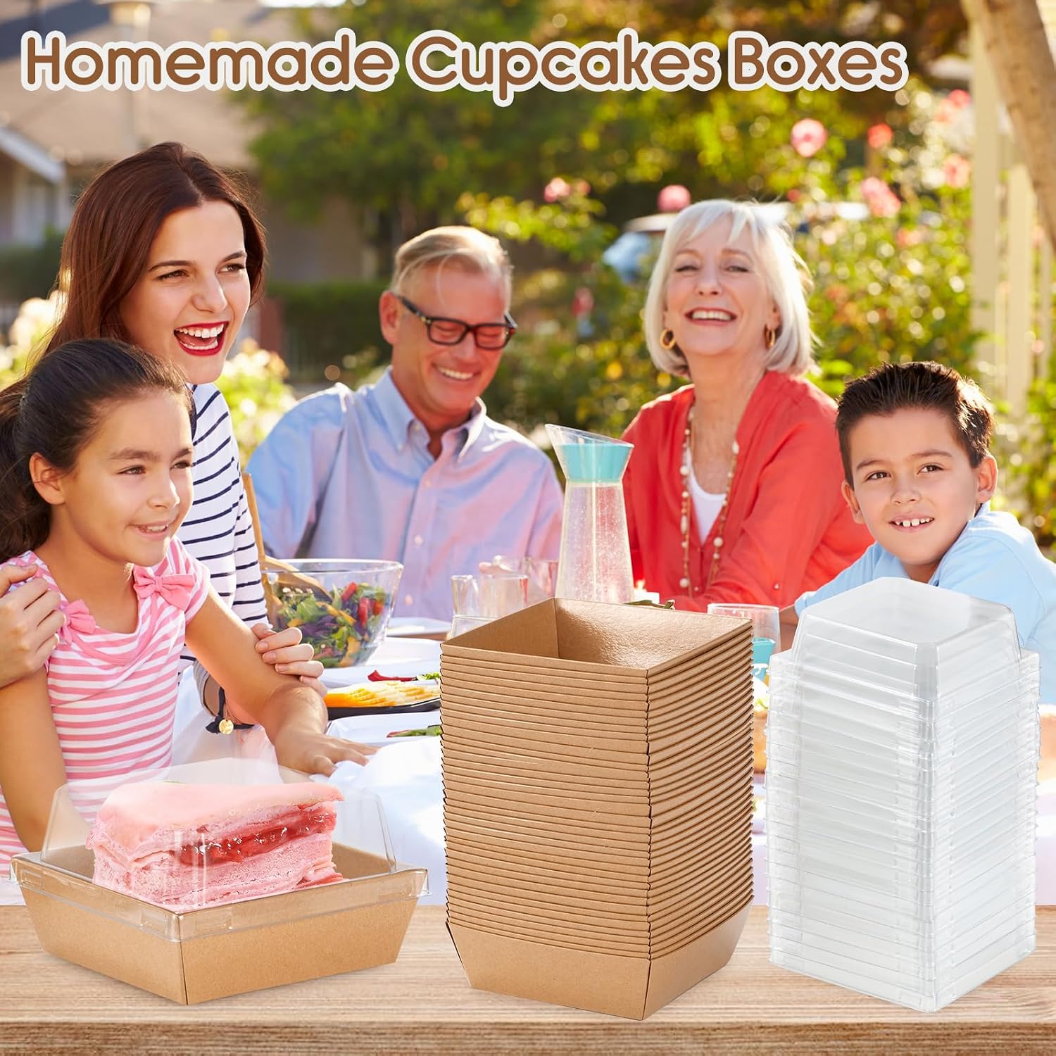 100 Pack Charcuterie Boxes with Clear Lids, Mini Disposable Square Dessert Boxes 4x4 Inch Bakery Snack Boxes to Go Food Containers for Valentine, Wedding, Sandwich, Sushi, Donuts & Cake Slice