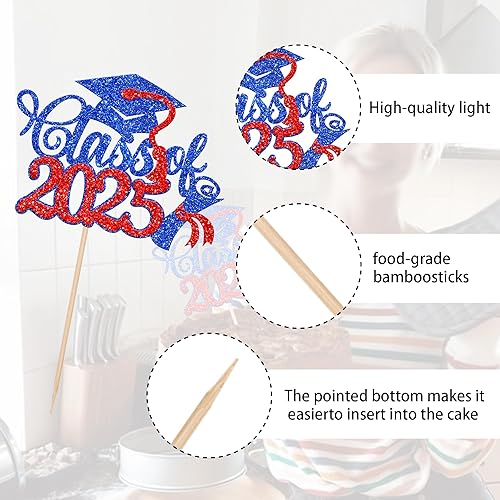 Miniatura 3 de Rsstarxi 1 paquete de decoración de pastel de graduación 2023 con purpurina de felicitaciones clase de 2023, tapa de graduación, diploma para